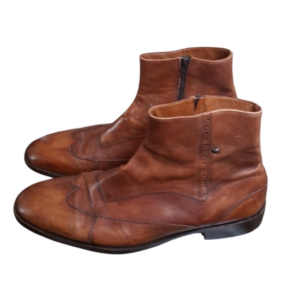 Jag Club Hand Made Men's Traditional Brogue Vintage Brown Ankle Boots Size 48